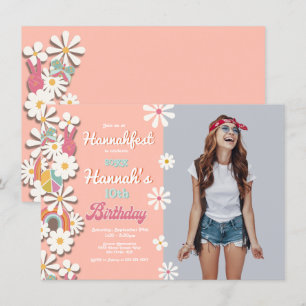Hippie Flower Power 70s 60s Birthday Party Invitat Invitation