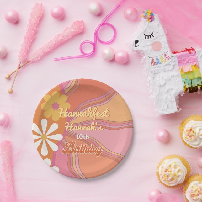 Hippie Flower Power 70s 60s Birthday Party Paper Plate (Party)