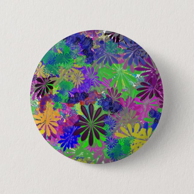 Hippie Flower Power Design 2 Inch Round Button (Front)