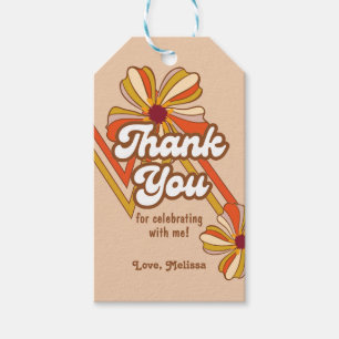 Hippie Flower Retro 70s Zigzag Birthday Thank You Gift Tags
