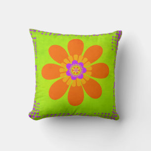 Hippie Flower Throw Pillow