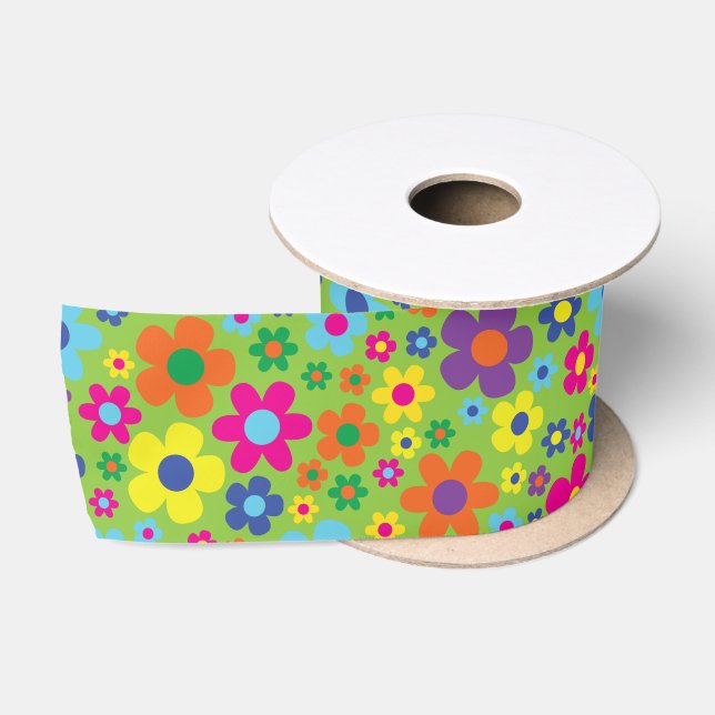 Hippie Flowers Kids Birthday Party Satin Ribbon (Spool)