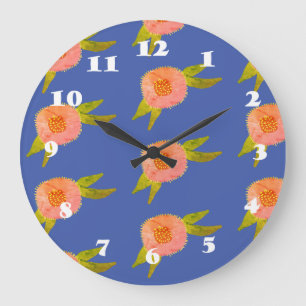 Hippie Flowers Large Clock