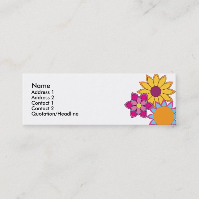 Hippie Flowers Mini Business Card (Front)