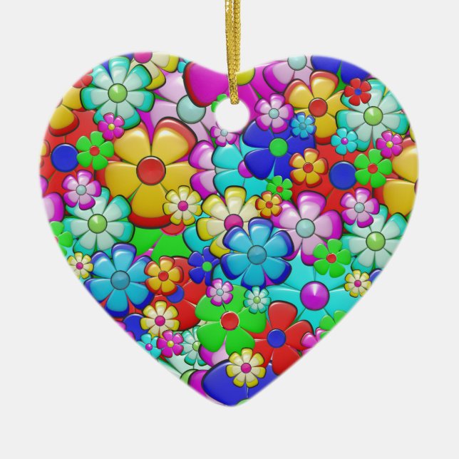 Hippie flowers porcelain ornament (Front)