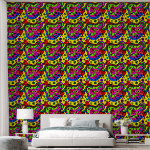 HIPPIE FLOWERS RETRO DOVE seamless  Wallpaper
