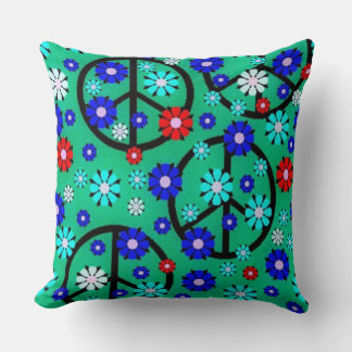 Hippie Flowers Throw Pillow