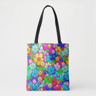hippie flowers tote bag