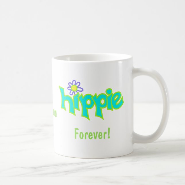 Hippie Forever Turquoise Art Name Personalized Coffee Mug (Right)