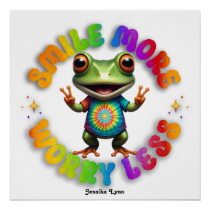 Hippie Frog Happy Positive vibe Custom personalize Poster