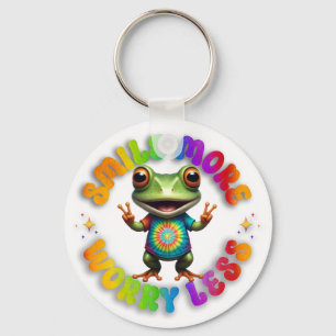 Hippie Frog Happy Positive vibes Cute and Colourfu Keychain