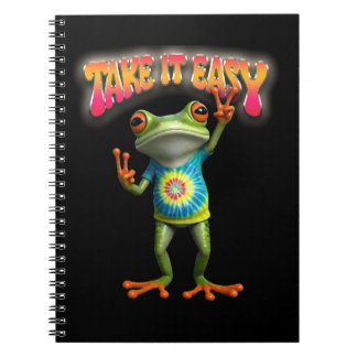Hippie Frog Take it Easy Fun Colourful Notebook