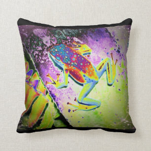 Hippie Frog Throw Pillow