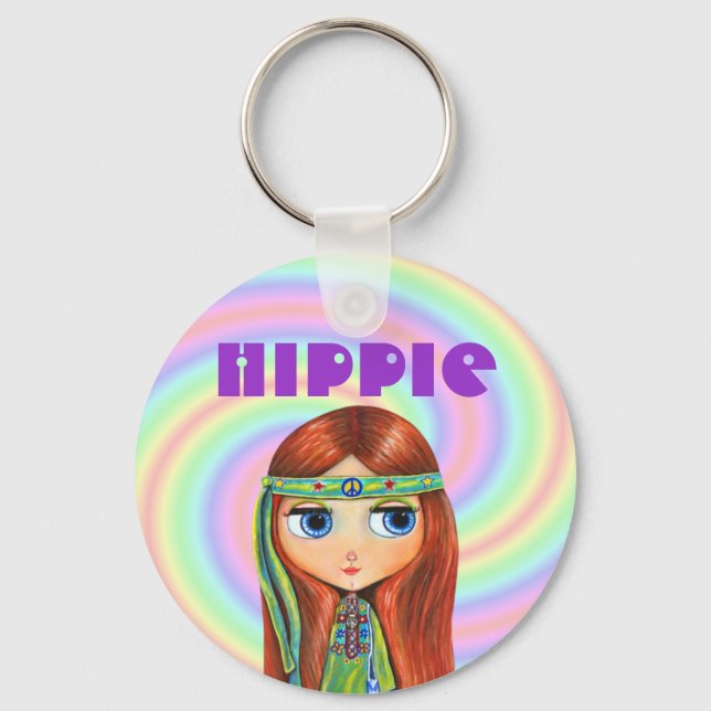 Hippie Girl Keychain (Front)