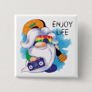 Hippie Gnome: Enjoy Life  2 Inch Square Button