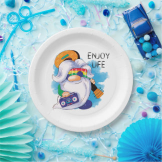 Hippie Gnome: Enjoy Life Paper Plate
