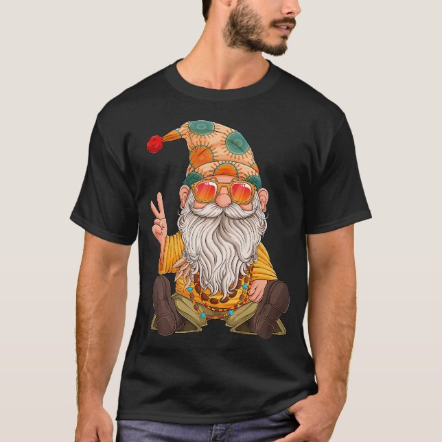 Hippie Gnome Peace Sign Gnomes Lovers T-Shirt (Front)