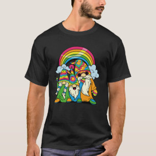 Hippie Gnomes Retro Groovy Tie Dye Rainbow Peace G T-Shirt