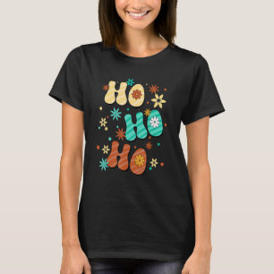 Hippie Groovy Ho Ho Ho Xmas Smiling Christmas T-Shirt