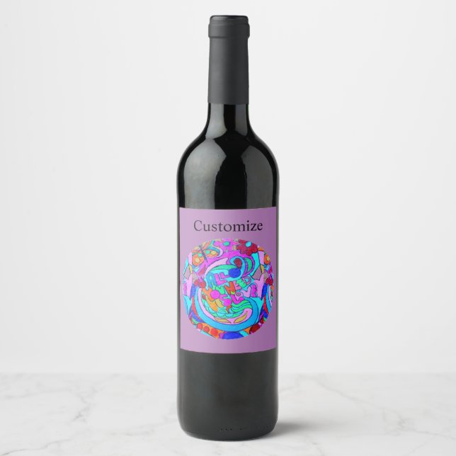 Hippie groovy lavender Thunder_Cove Wine Label (Front)