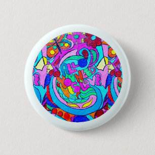 hippie groovy love 2 inch round button