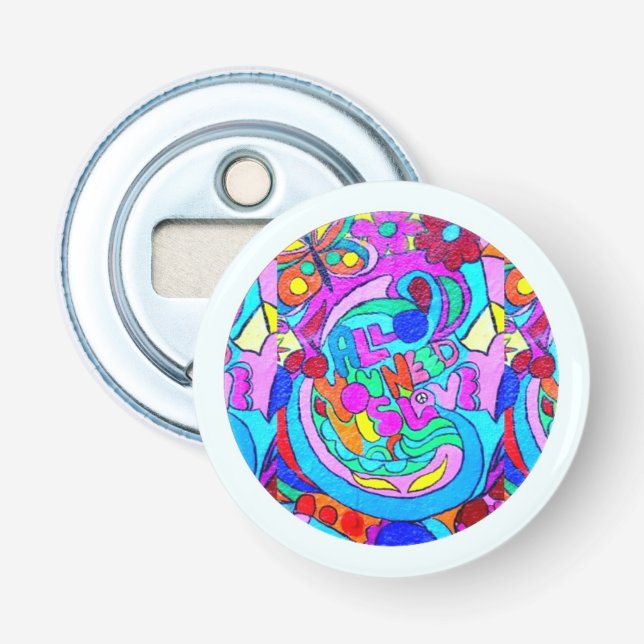hippie groovy love circle bottle opener (Front)