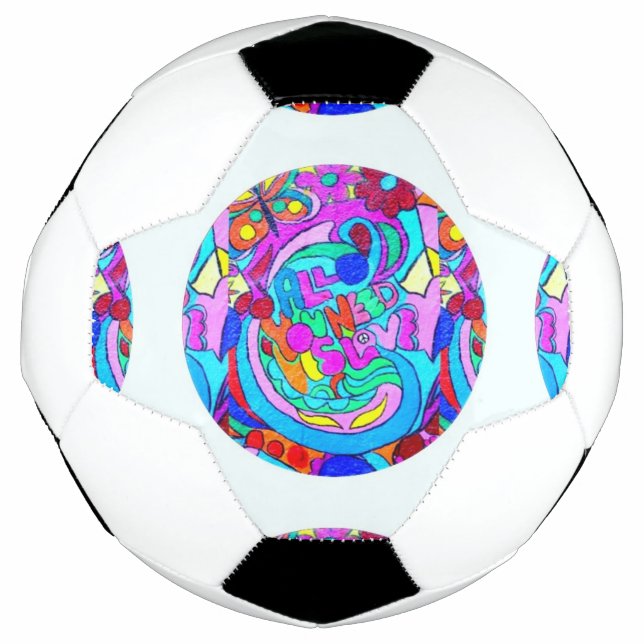 hippie groovy love circle soccer ball (Front)