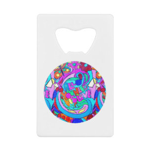 hippie groovy love circle wallet bottle opener