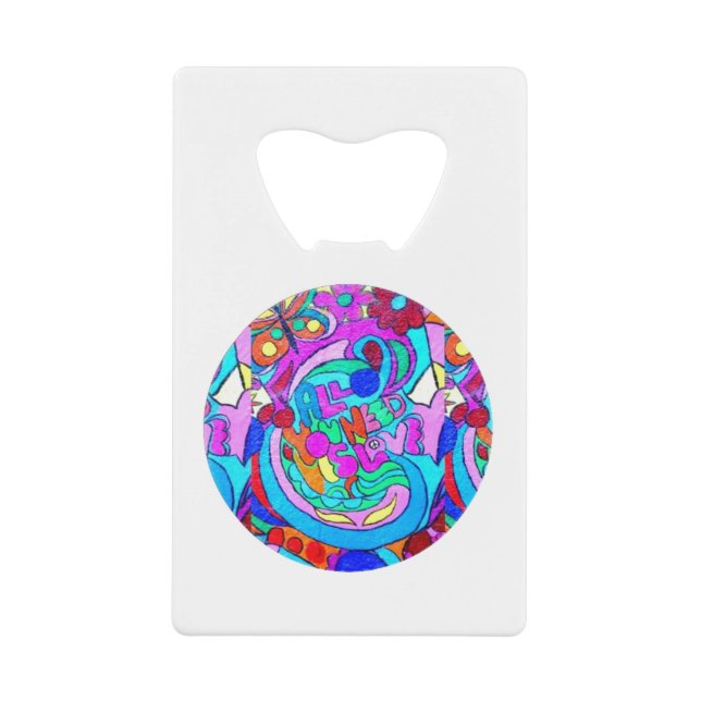 hippie groovy love circle wallet bottle opener (Front)