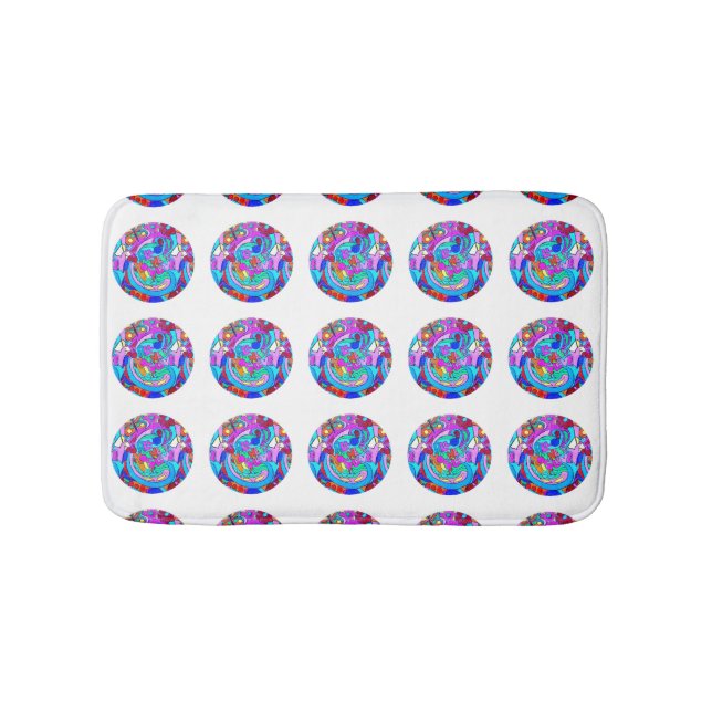 hippie groovy love circles bath mat (Front)