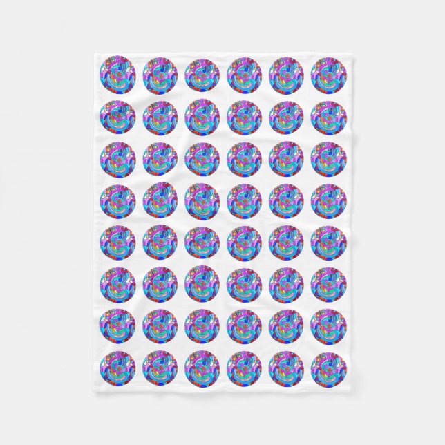 hippie groovy love circles fleece blanket (Front)