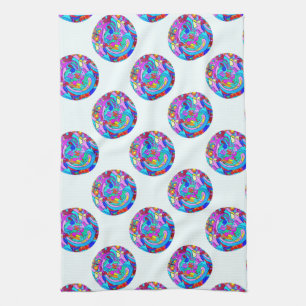 hippie groovy love circles kitchen towel