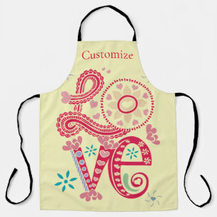 Hippie Groovy Love Sign Thunder_Cove Apron