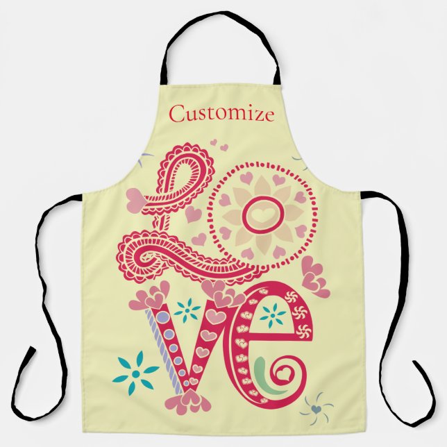 Hippie Groovy Love Sign Thunder_Cove Apron (Front)