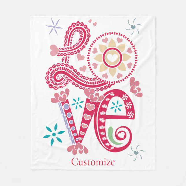 Hippie Groovy Love Sign Thunder_Cove Fleece Blanket (Front)