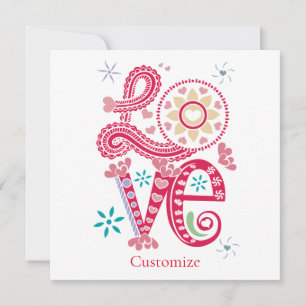 Hippie Groovy Love Sign Thunder_Cove Invitation