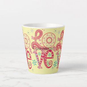 Hippie Groovy Love Sign Thunder_Cove Latte Mug