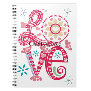 Hippie Groovy Love Sign Thunder_Cove Notebook