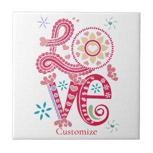 Hippie Groovy Love Sign Thunder_Cove Tile
