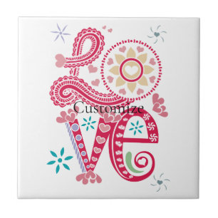 Hippie Groovy Love Sign Thunder_Cove Tile