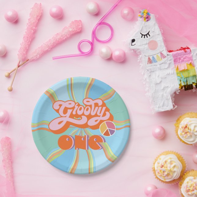 Hippie Groovy One Paper Plates (Party)