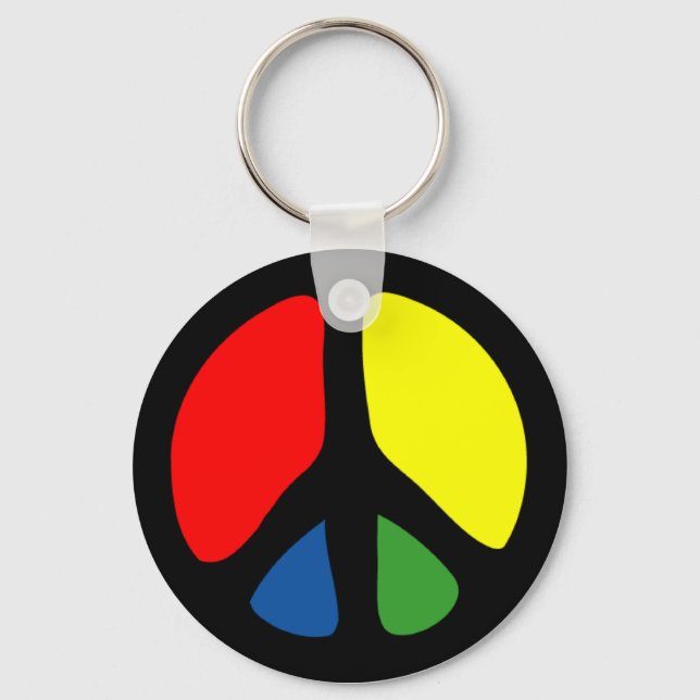 Hippie Groovy Peace Symbol Keychain (Front)