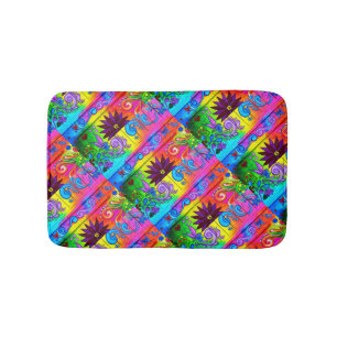 hippie groovy psychedelic bath mat