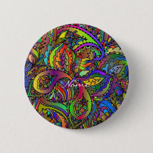 Hippie Groovy Psychedelic Design Thunder_Cove 2 Inch Round Button