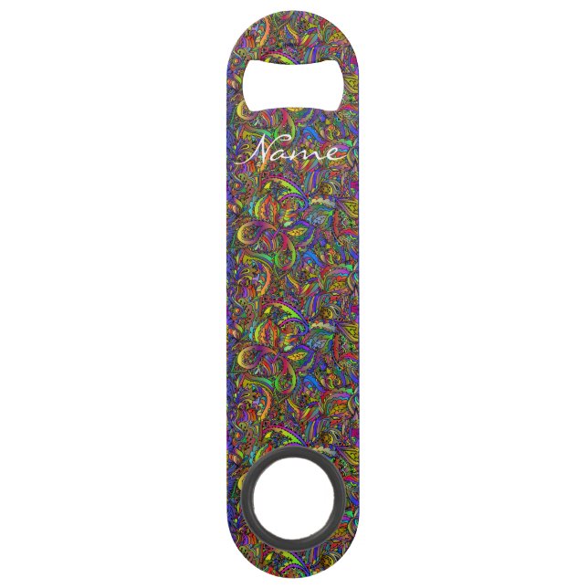 Hippie Groovy Psychedelic Design Thunder_Cove Bar Key (Front)