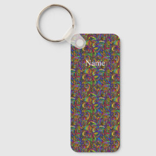 Hippie Groovy Psychedelic Design Thunder_Cove Keychain