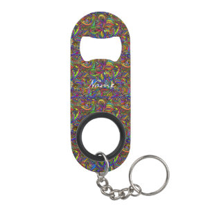 Hippie Groovy Psychedelic Design Thunder_Cove Keychain Bottle Opener