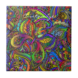 Hippie Groovy Psychedelic Design Thunder_Cove Tile