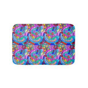 hippie groovy psychedelic love bath mat