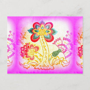 hippie groovy psychedelic pink palm tree postcard